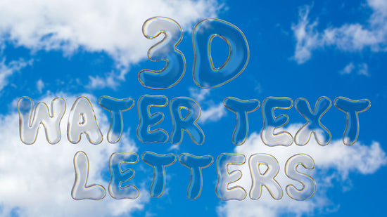 3d water text letters
