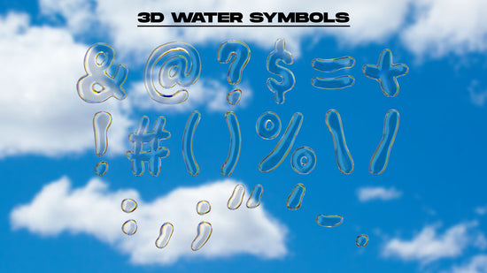 3d water text symbols