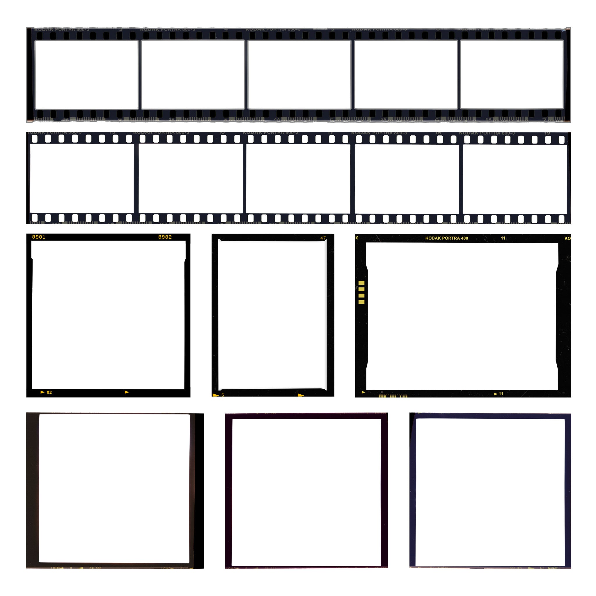 Film Frameborder Photo Film Frames: PNG Film Borders + Texture (10K) | Sickboat